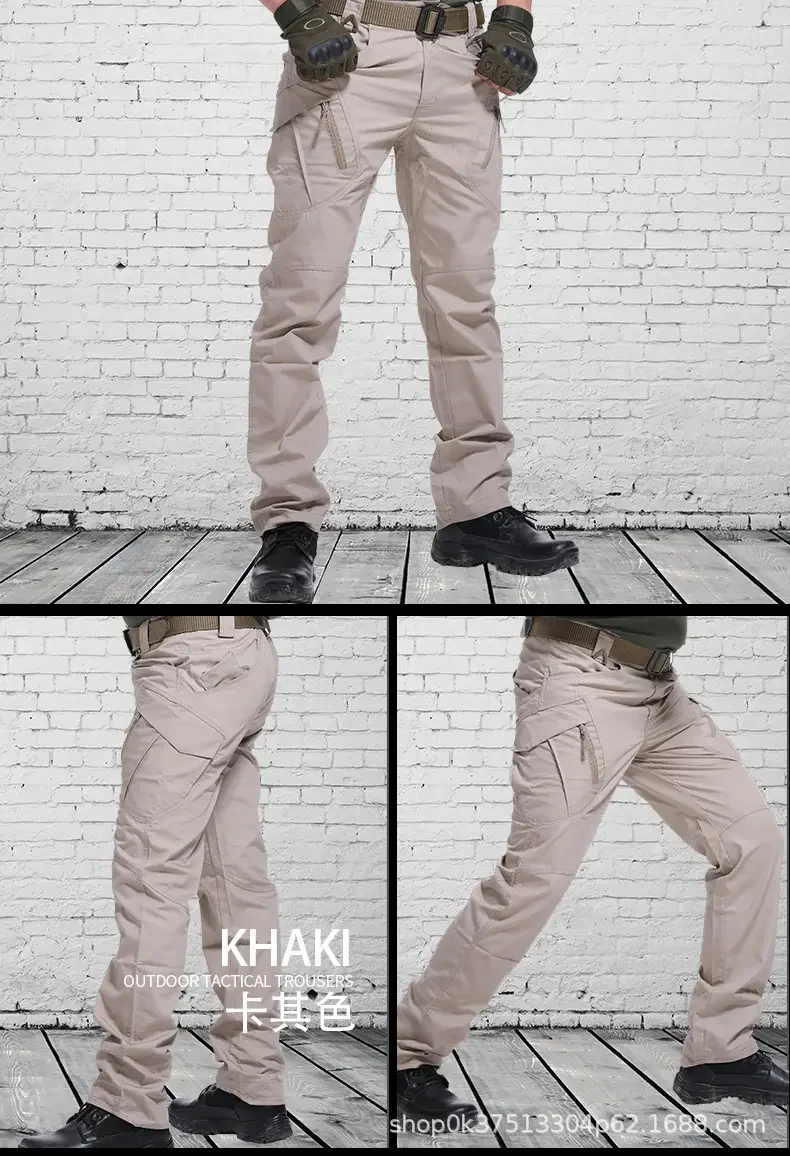Tech Infused Comfort Celana Pria Casual Wholesale IX9 Tactical mens Cargo Pants in Khaki Designer Clothes