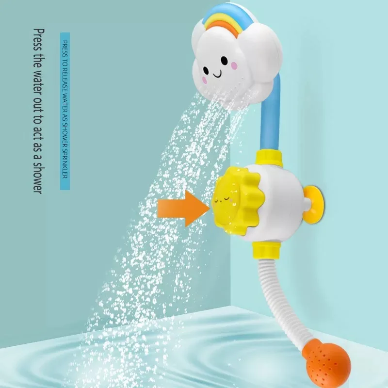 Hand Press Water Spray Cloud Play Set Sprinkler Toy Manual Bathtub Toy Shower Kids Bath Toys