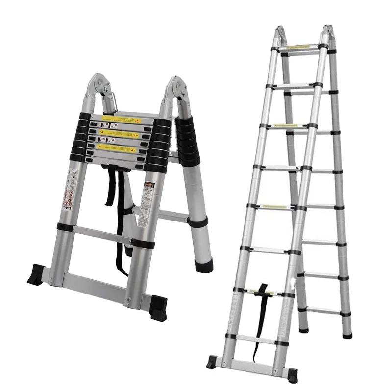 Portable Collapsible Industrial Telescopic Ladder Step Ladder Folding Ladder Aluminum Outdoor Poly Bag + Carton Package 25 Days