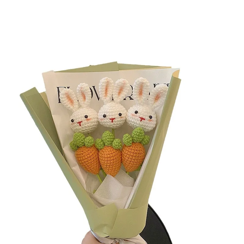 Rabbit carrot Festival Gift hand-knitting yarn crochet DIY wool bouquet decorative finished product