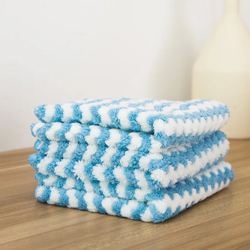 Wholesale hot selling fashion color reusable cleaning cloth multi-functional automotive microfiber stripe cloth recyclable rag