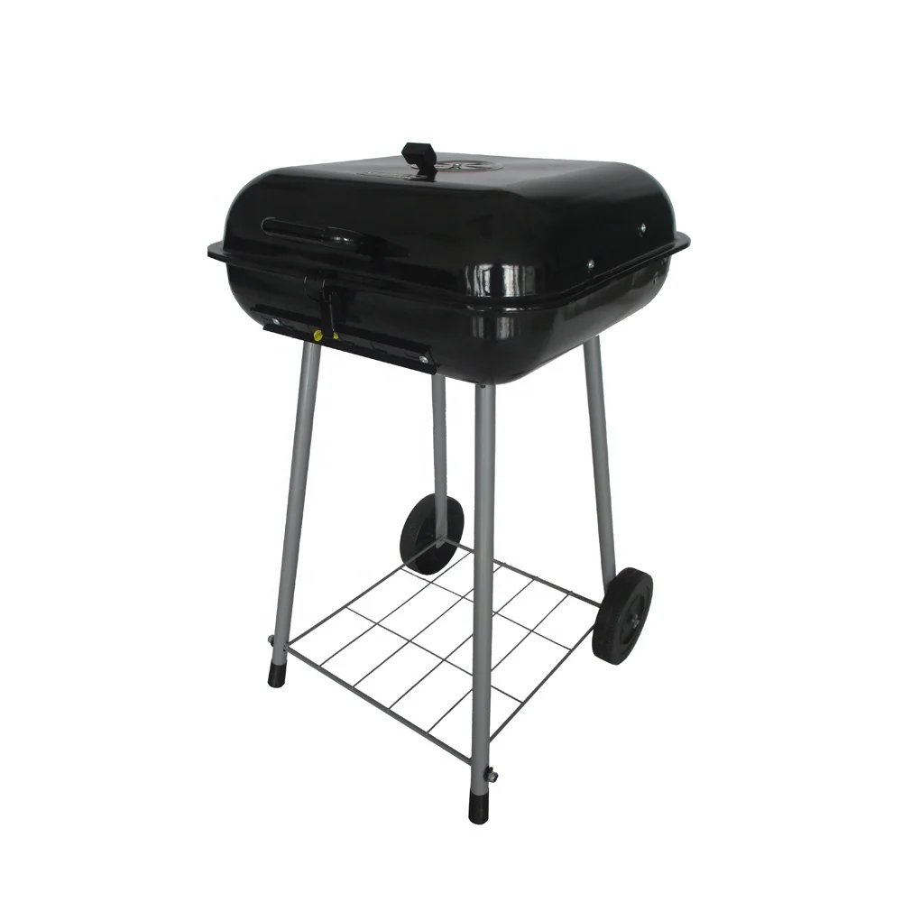 Portable bbq charcoal grill square trolly bbq grills
