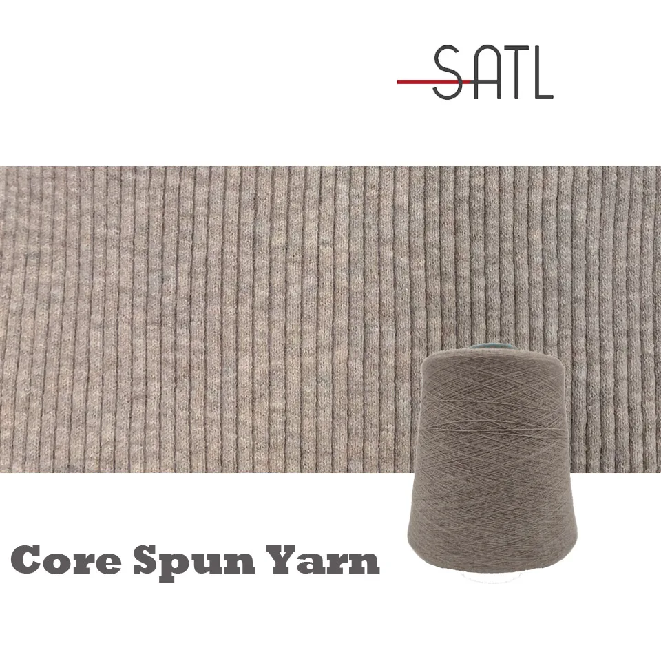 Factory Wholesale 48NM/2 65% Cotton 35% Polyester Blended Core Spun Yarn For Knitting With Good Elasticity