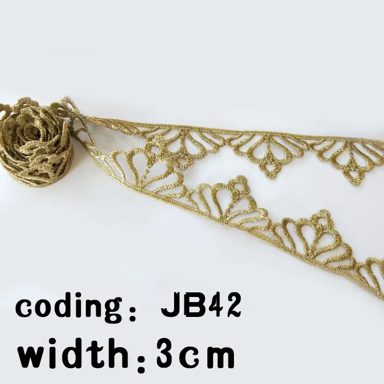 Wholesale Factory High Quality golden guipure Embroidered Lace Trimming fabric For woman Dress children clothing JB40-44