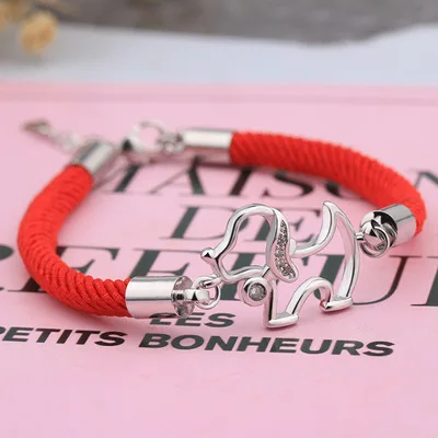
New arrival dog shaped tungsten bracelet with red rope for men and women 