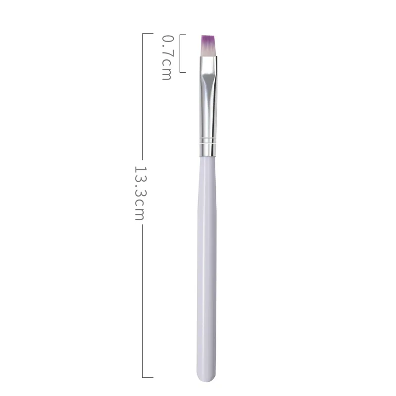 Factory sale white handle flat head uv gel polish nail brush nail gel brush