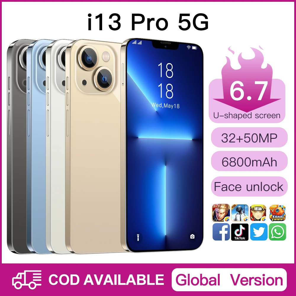 Новые оригинальные игровые смарт-мобильные телефоны i13 Pro 16 + 512G 6 7 дюймов 6800 мАч Android 11 5G