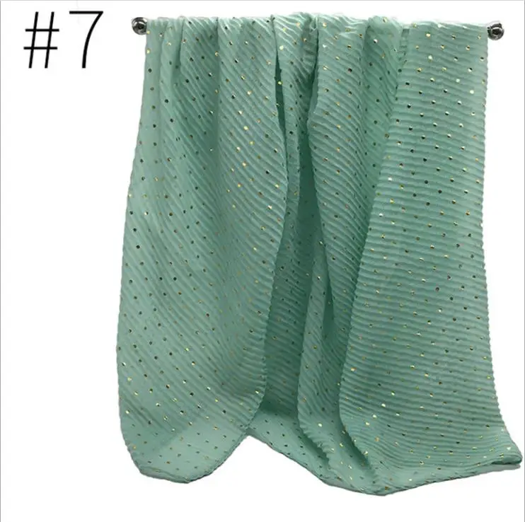 instant crinkle shimmer head scarf hijab gold dots pleated scarves muslim hijab 2020