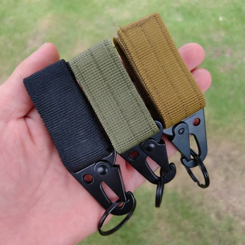 EDC Outdoor Survival Multi Nylon Ribbon Key Buckle Belt Hook Keychain  Webbing Carabiner
