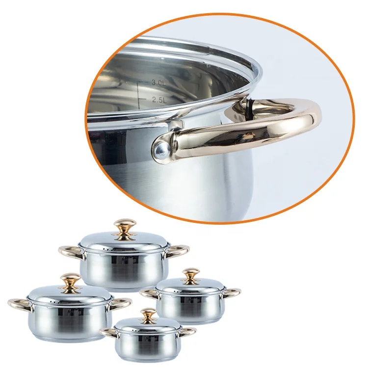 8 pcs belly shaped casserole set stainless steel cookware set with capsule bottom