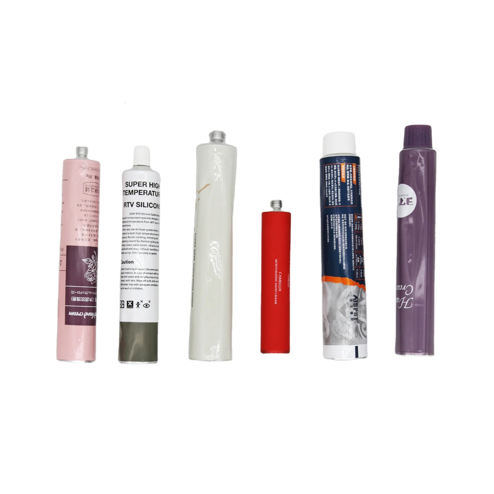 Empty Aluminum plastic tube with soft silica rubber gel spatula tip for face-mark squeeze tube packaging