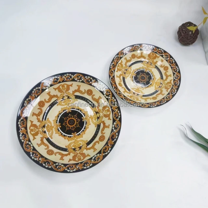 Wholesale Cheap colored glaze high quality porcelain dinner plate Rice bowls round ceramic dinnerware sets for restaurant