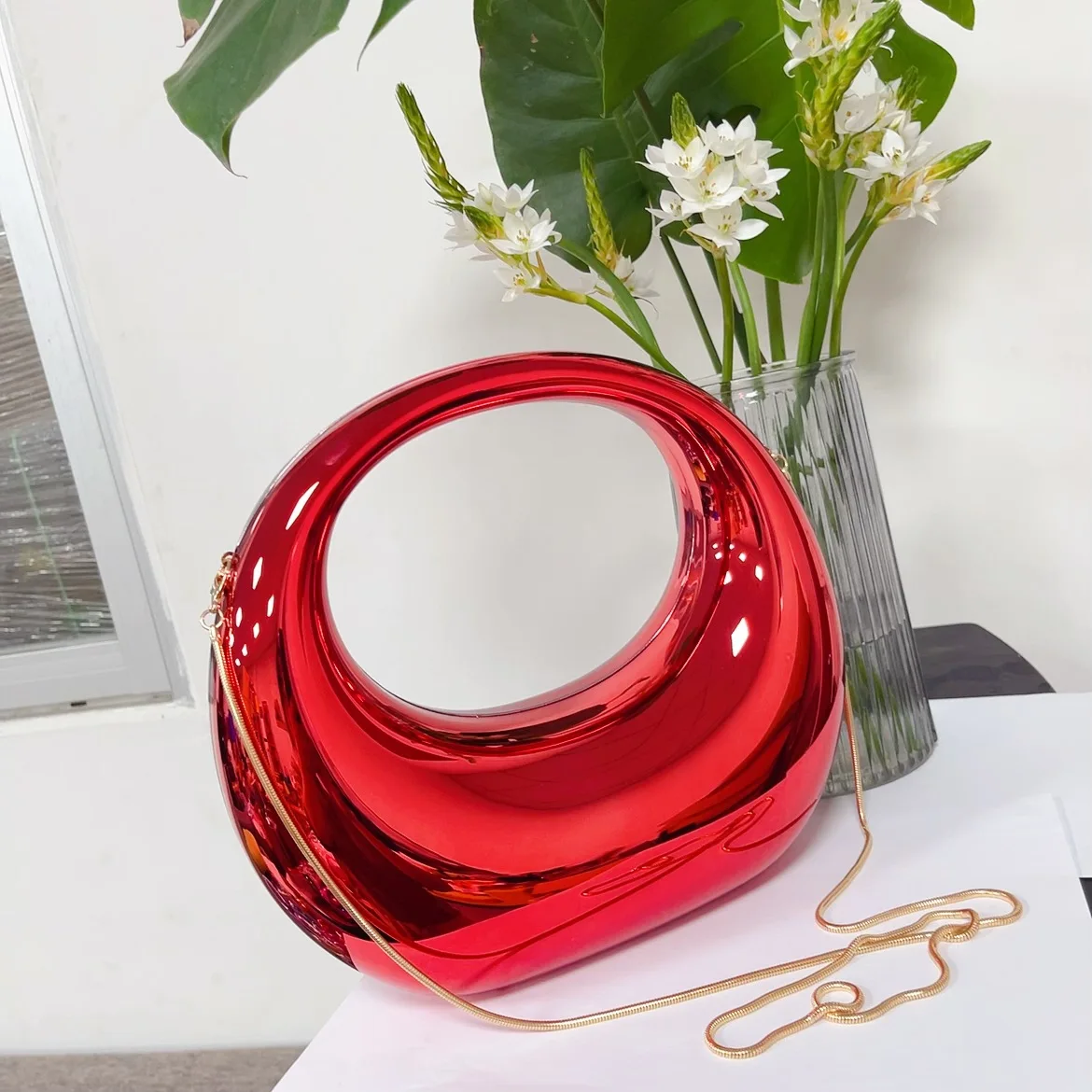 Hot sales Fashion Handbag Clutch Trendy Woman Bag Half Moon Lady Evening Bag