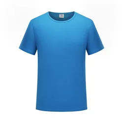 Made in china free sample production personalised own logo golden printed silkscreen cotton feel polyester blank t shirt