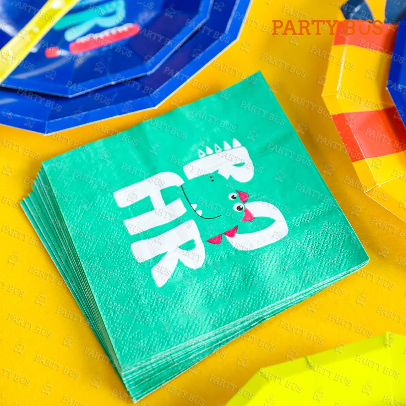 PARTYBUS 2021, оптовая продажа, товары для дня рождения с динозавром, одноразовые Мультяшные бумажные тарелки, чашки, наборы посуды для вечеринки для детей