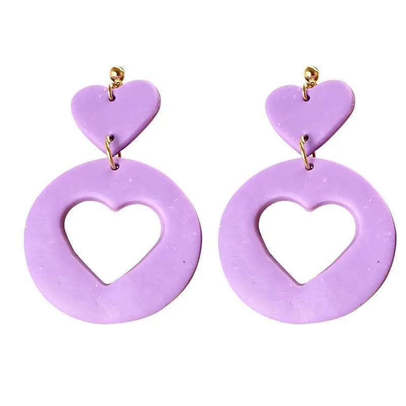  Wholesale Earrings Drop Spring And Summer Cool Ins Web Celebrity Love Heart-Shaped Soft Pottery