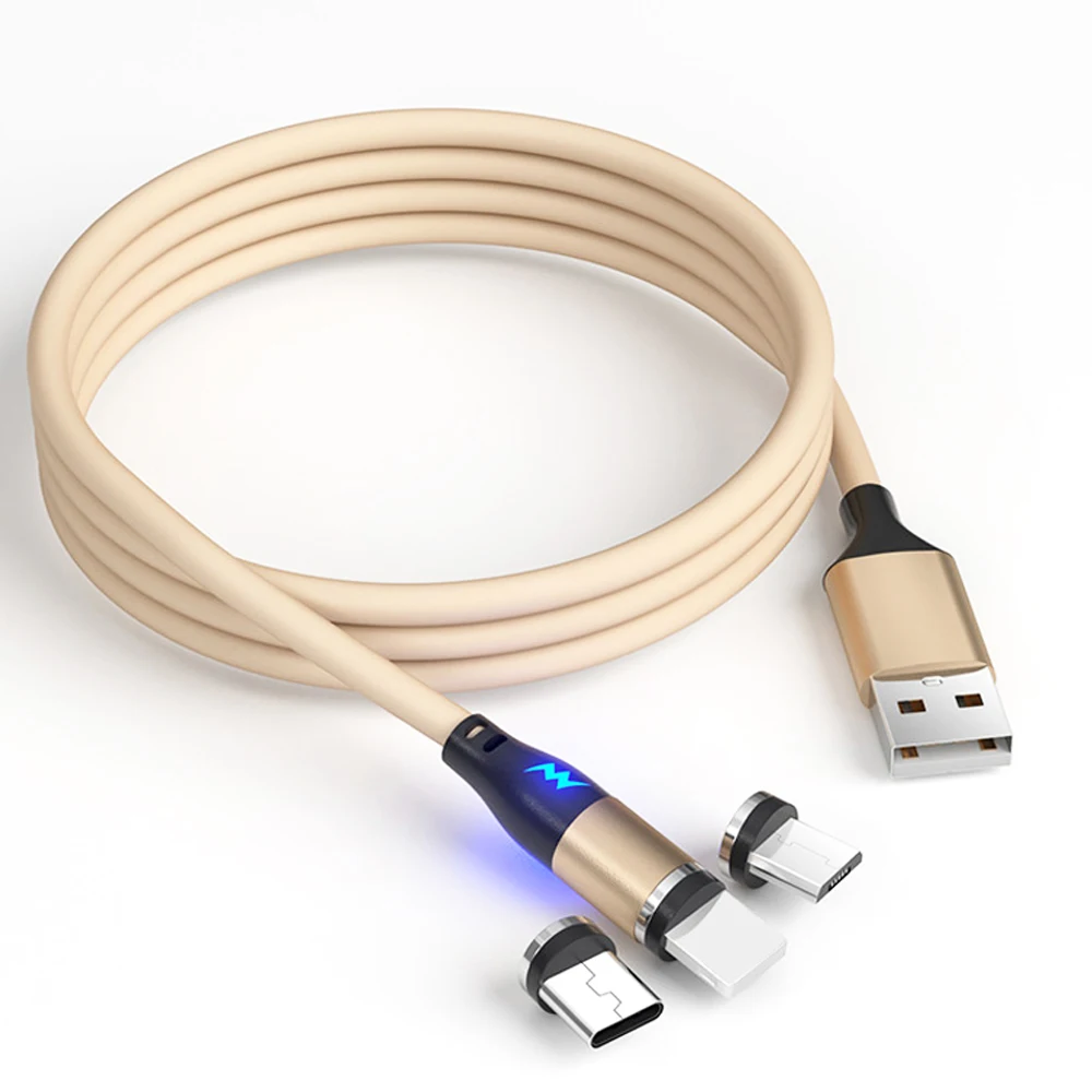 
Newest Magnetic 3 in 1 Data Cables Liquid Silicone USB 3A Fast Charging Type C Fast Cable 1m Customize Logo for i Phone Android 