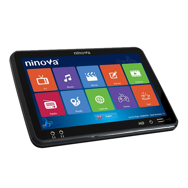 
Wired bus VOD system, advertising / movie / music / game / catering / survey service available 