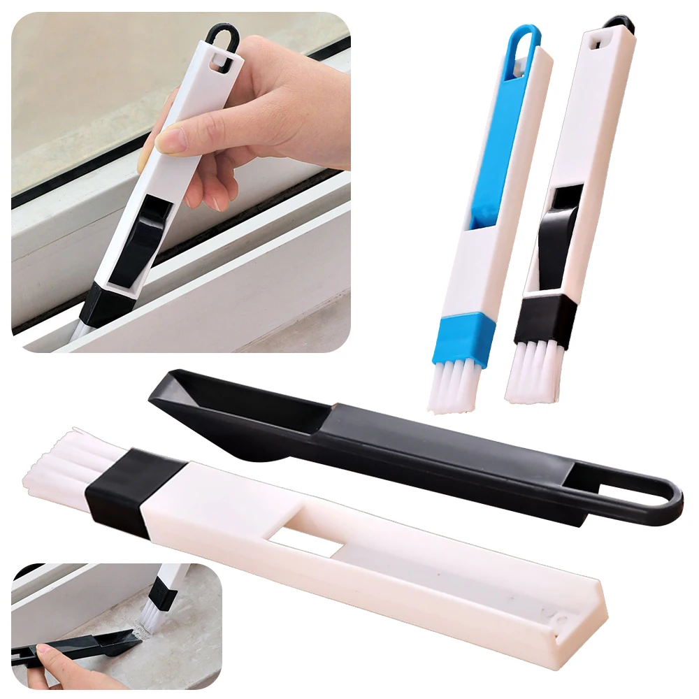 Multipurpose Window Door Keyboard Cleaning Brush Cleaner+Dustpan 2 In 1 Tool Black Blue Color Window Brush