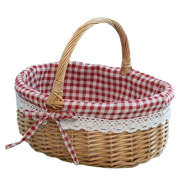 New products handmade wicker gift basket picnic basket with lining