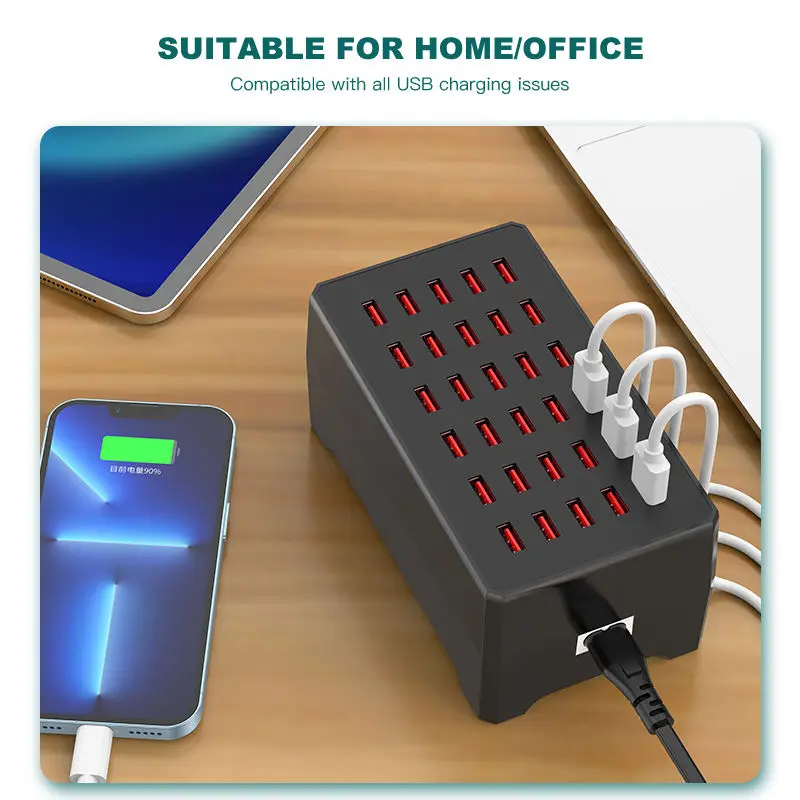 Hotel School Store 30-Port USB Charging Station Multi-Port Power Outlet 150W Wall Charger Socket for Tablet and Scooter Use