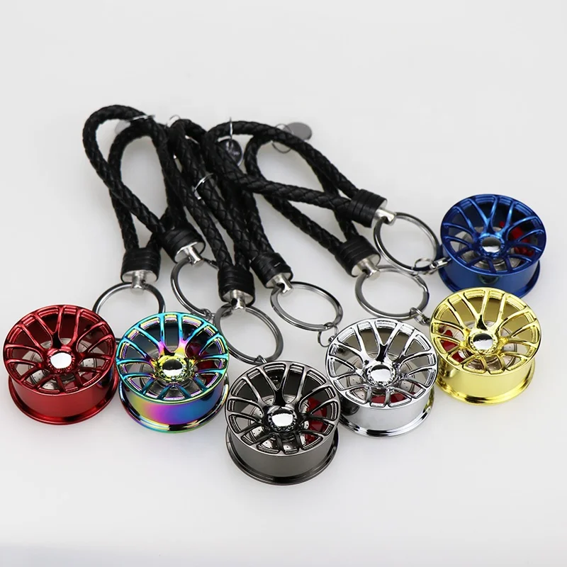 Car supplies wheel keychain with brake disc metal keychain modified car accessories JDM style accessories