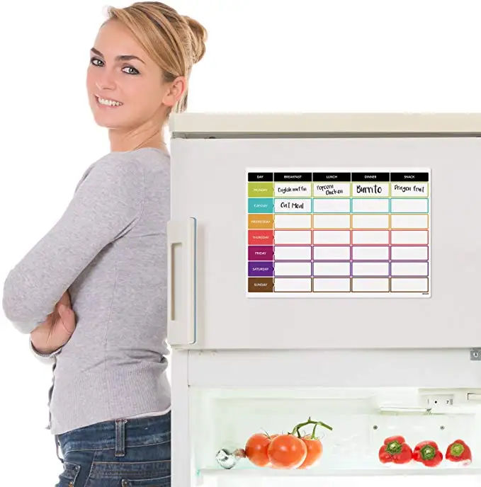 High Quality Children Magnetic Dry Erase Whiteboard Weekly Calendar Fridge Meal Planner for Kids of whiteboard