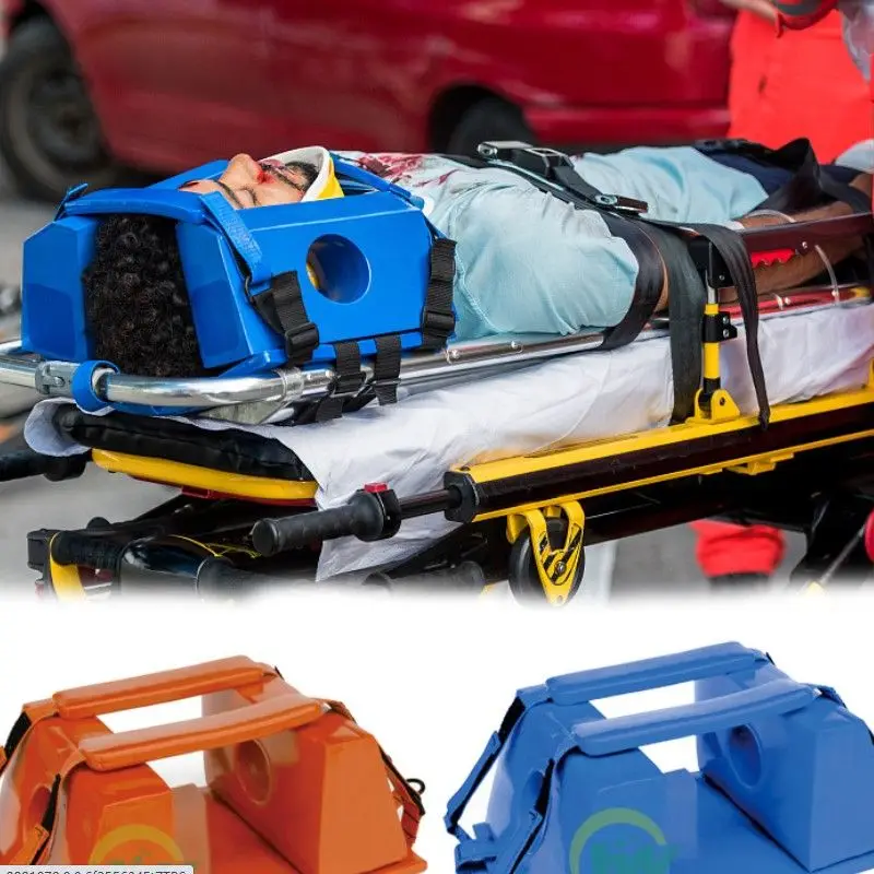 First aid medical rescue head immobilizer for spine board stretcher
