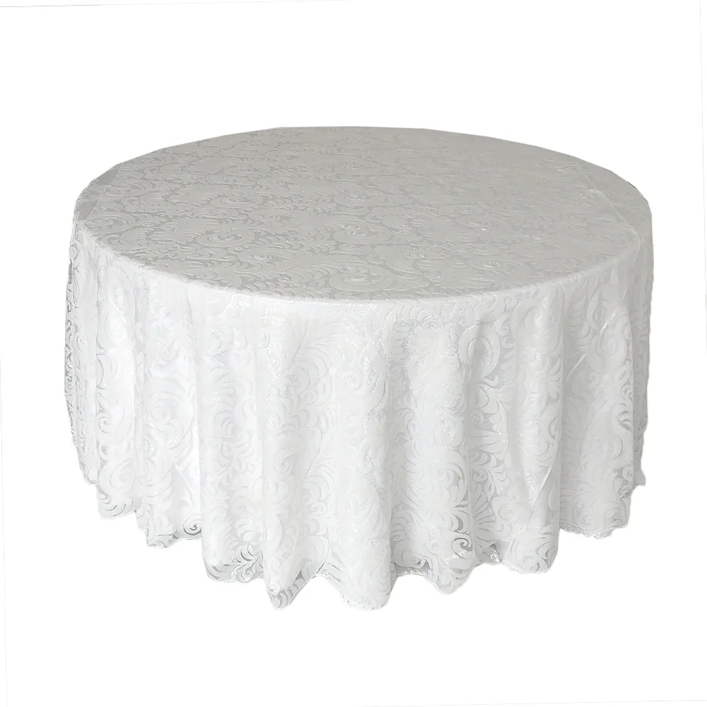 Luxury embroidered sequin round  tablecloth for wedding