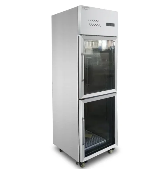 Commercial 2 Doors Upright Cooling Fridge 400L Vertical Cooler Refrigerator