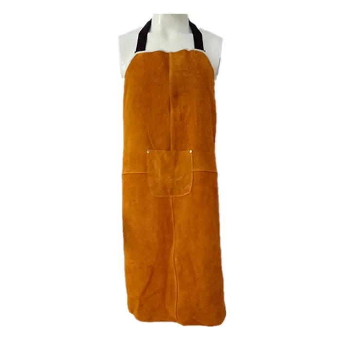 Leather Welding Apron Flame Resistant Cowhide Welding Jacket Long Workshop Apron