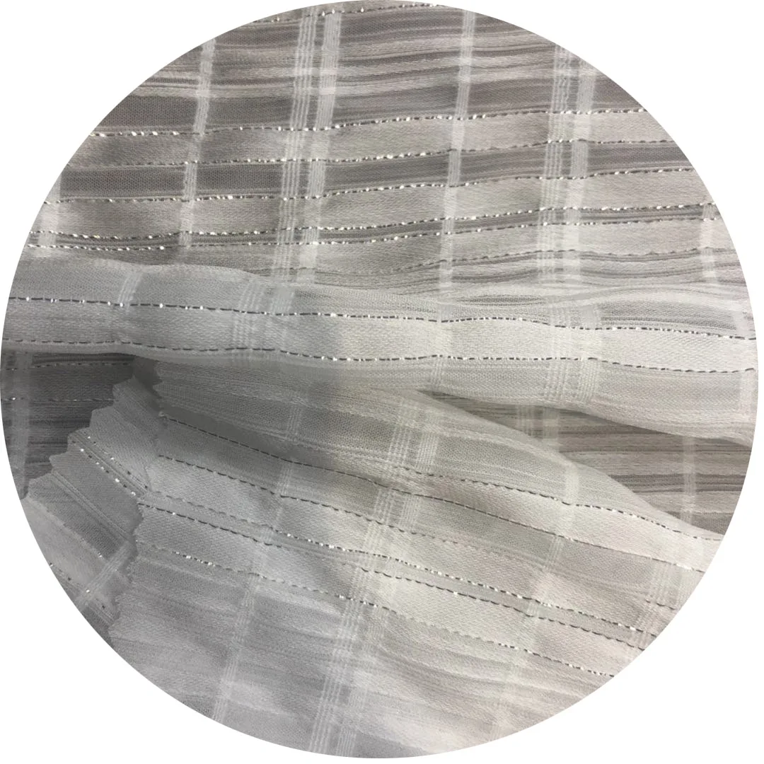 Ткань в клетку из шелка и спандекса с металлической пряжкой/серебристо-золотистая металлическая ткань/блестящий шифон с люрексом yoryu