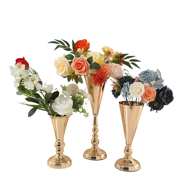 Gold/tall Candle Holders Display Metal Flower Arrangement Vase Stand For Wedding Table Centerpieces