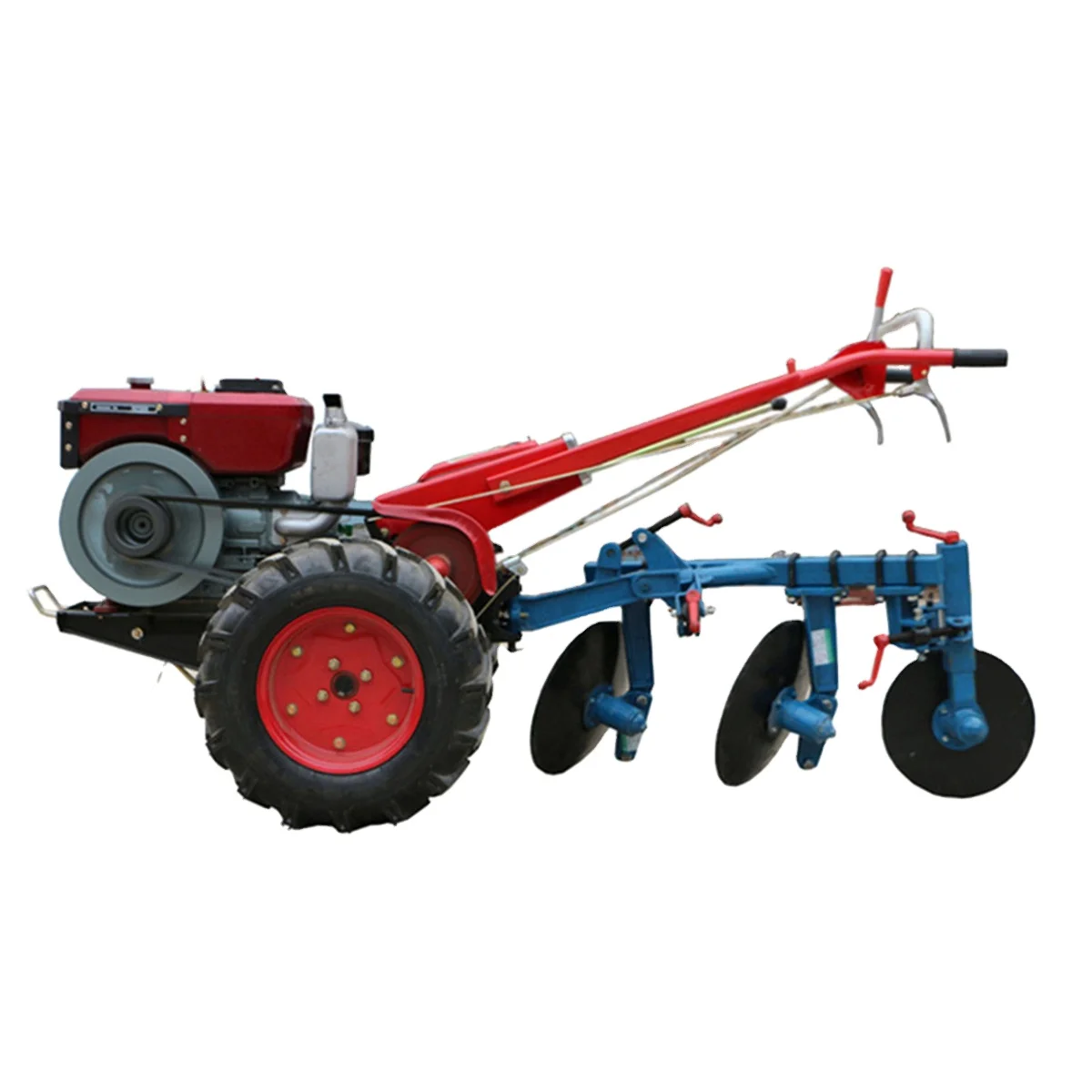 New Design Farm Lawn Mini Hand Held Walking Tractor With Double Plow