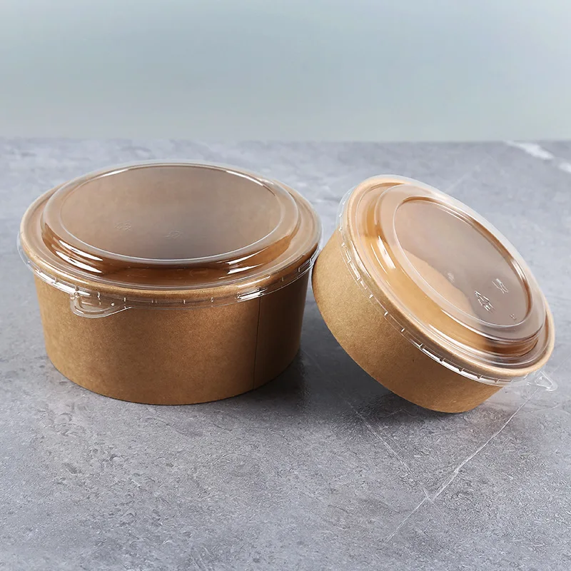 Disposable 1100ml Paper Bowl Ice Cream Paper Cup Eco friendly food grade leakproofdessert yogurt kraft paper Salad bowl