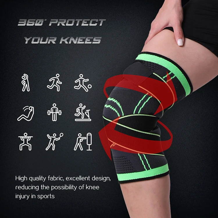  Fitness Gear Basketball Volleyball Brace Protector Pressurized Elastic Knee Pads Support Sports