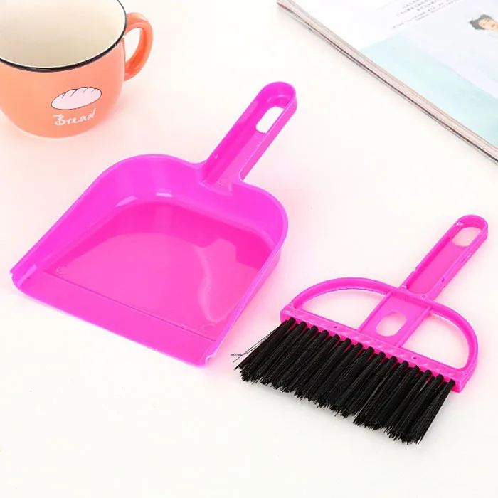 HQ0444 mini small plastic table dustpan and brush set for keyboard cleaning with hag-up hole