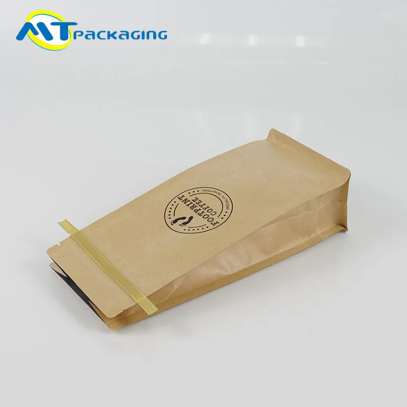 1000g 500g 250g custom logo printed one way valve flat bottom pouch coffee packing bag