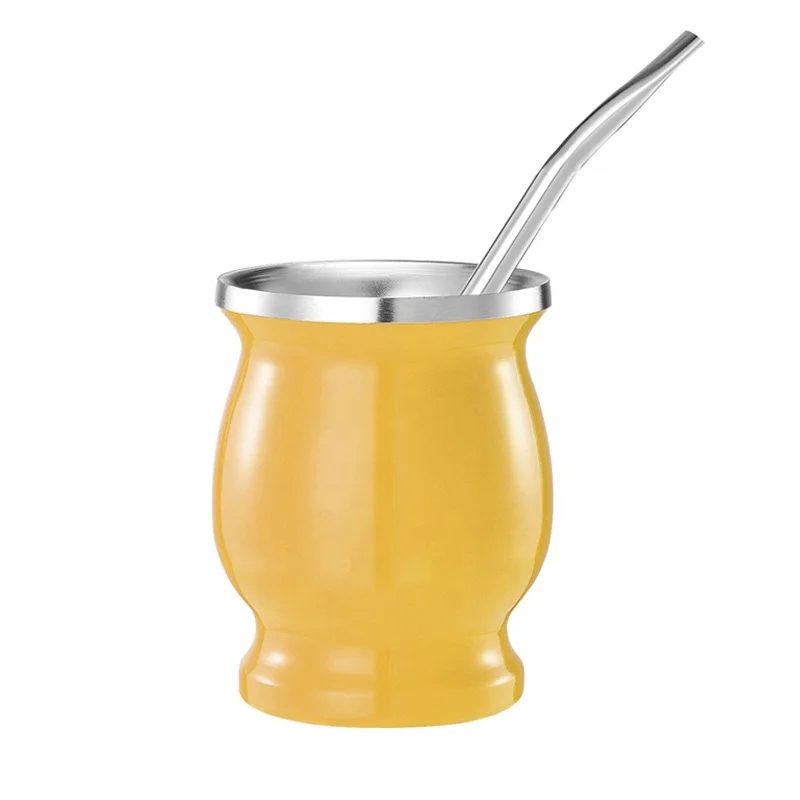 Hot Sale Vacuum insulated Double Wall Stainless Steel Yerba Mate gourd cup with Bombilla Straw
