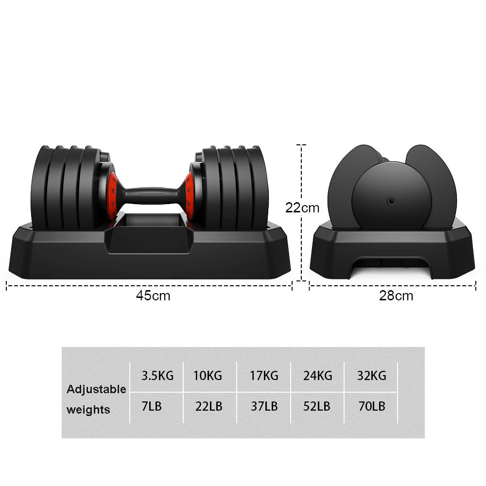 Ручка-поворот регулируемая гантели Вес Набор 32 кг 70 фунтов гантели набор из 2 весов тренировочные гантели для бодибилдинга силовые упражнения