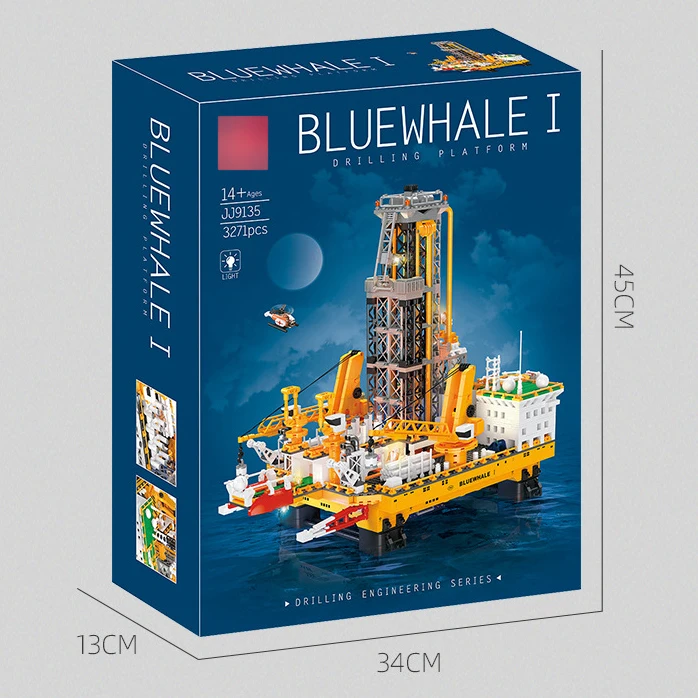 3271pcs Offshore Oil Semi Submersible Drilling Platform Model Kit Mechanical Platform With Mini Helicopter Building Block Set