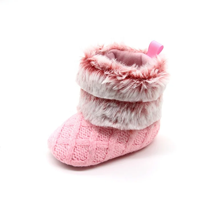 Sheared Plush Pink Soft Sole Baby Boots