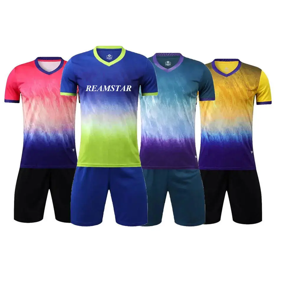 Soccer Jersey 23/24 Collar Soccer Jersey Team Training Jersey Football Kits Blue Football Uniform