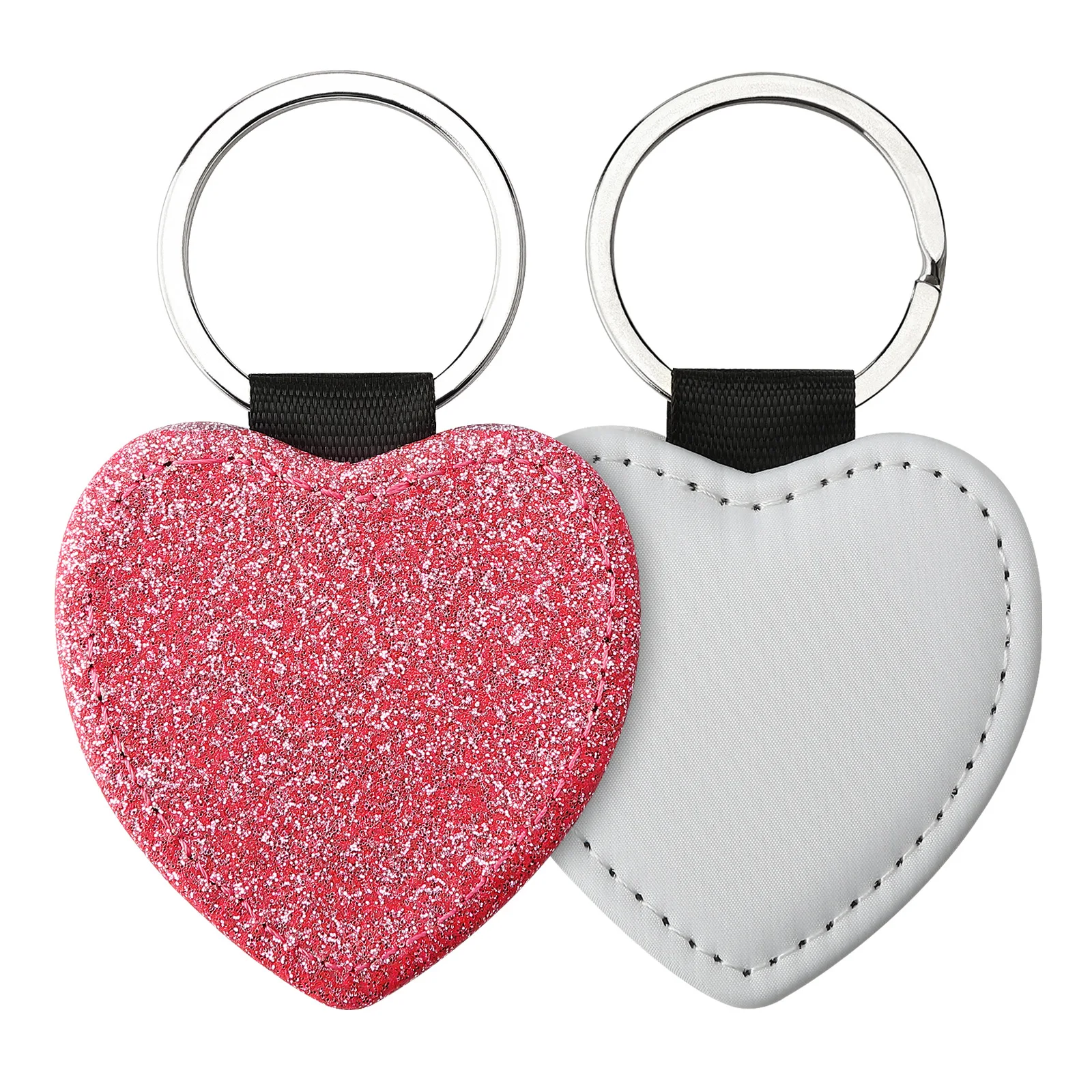 Personalized Thermal Transfer Blank Leather Keychain PU Leather Keyring for Business Gifts