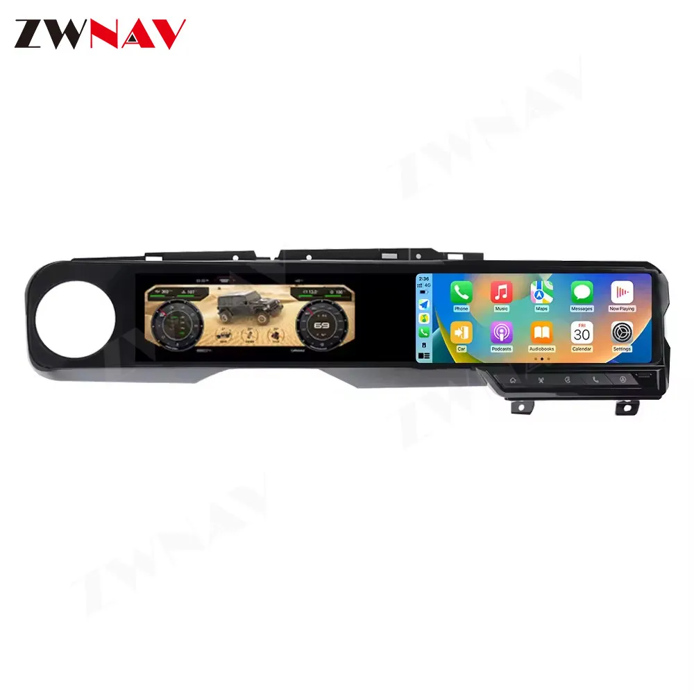 ZWNAV Speedometer LCD Dashboard Digital Instrument Cluster For Jeep Wrangle JL 2018-2024 Digital Cluster Android Car Radio