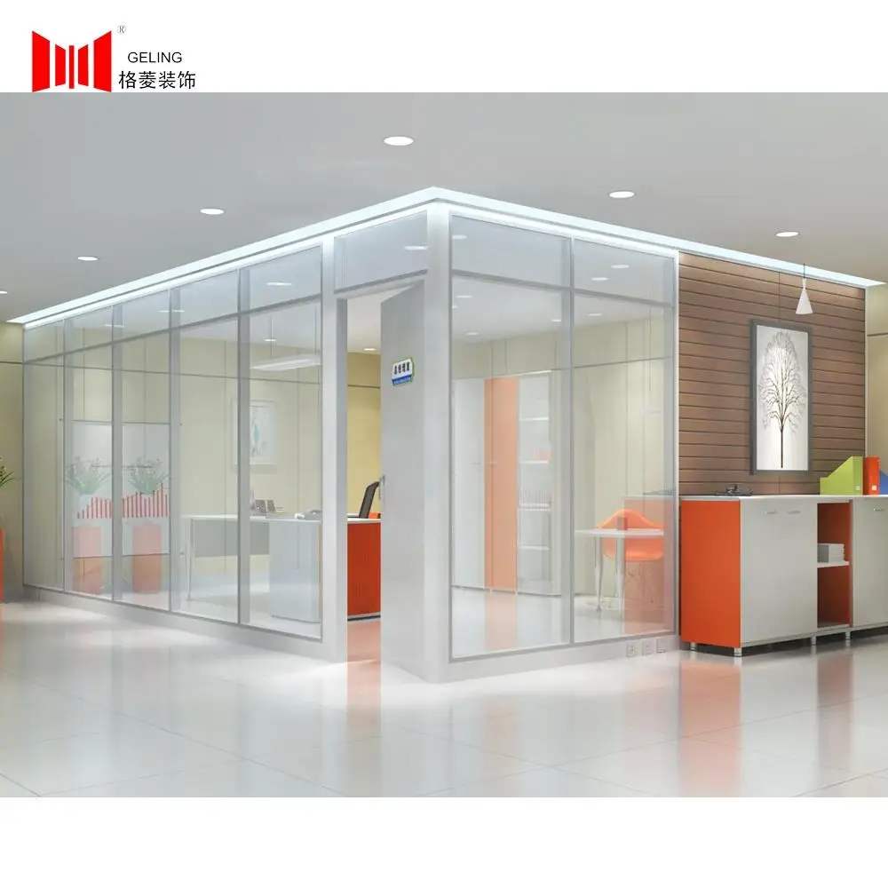 Modern aluminum frame double tempered glass demountable modular office partition panel walls