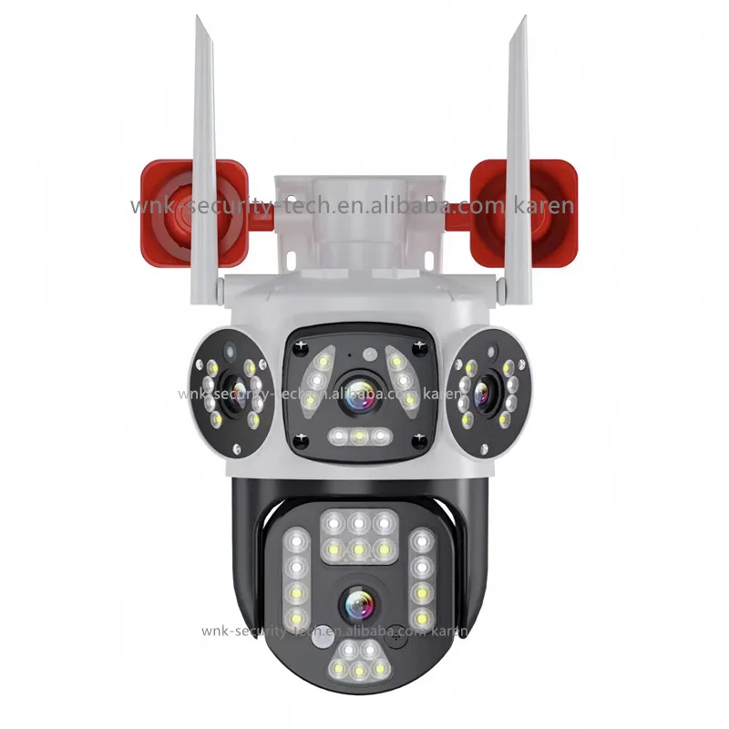 4 Lens 3 Screens 10X Zoom H.265 4MP siren alarm Outdoor Wireless WIFI Security CCTV Camera