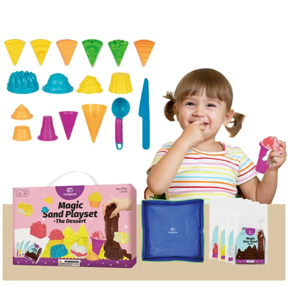 Creative Star Magic Sand Play Set for Kids Beach Sand Kit Dessert Mold DIY Arts Crafts Outdoor Sensory Toy