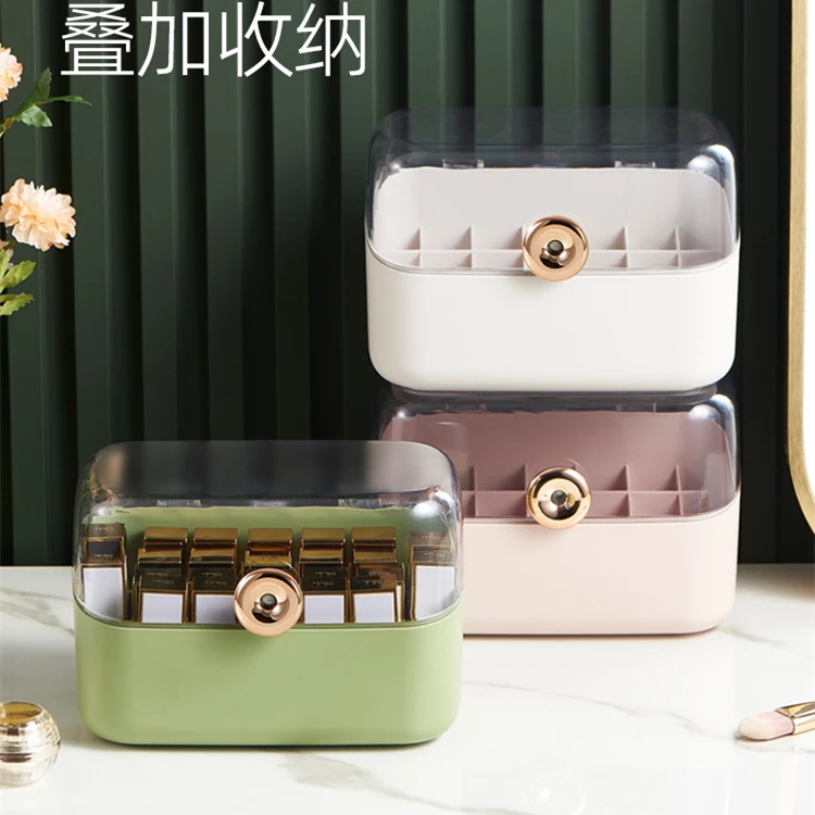 Hot Selling Dustproof Lid Lipgloss Holder Case Makeup Storage Container 24 Spaces Plastic Lipstick Organizer
