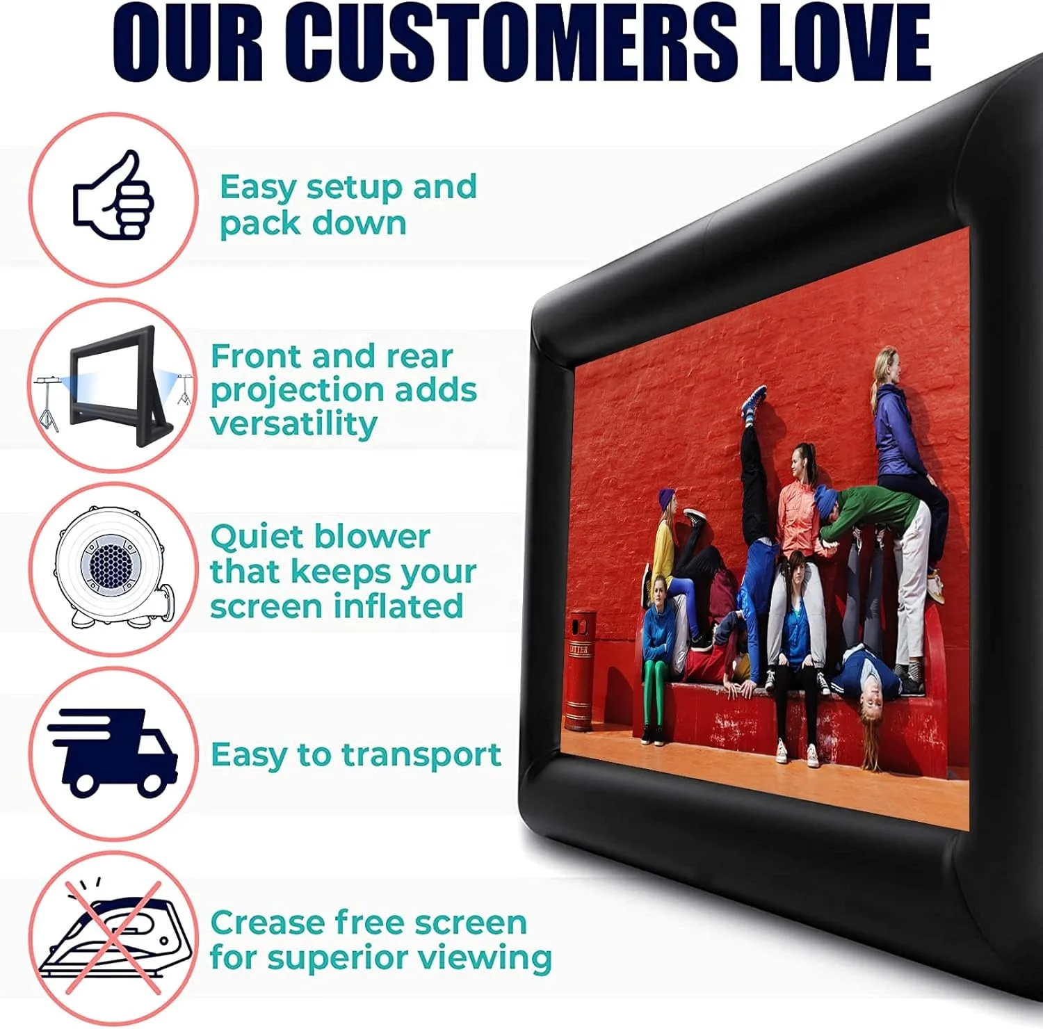 20ft Giant Air Blow Up Screen Front & Rear Inflatable Screen for Movie Night Backyard Pool Party Hom Theater pantallas inflables